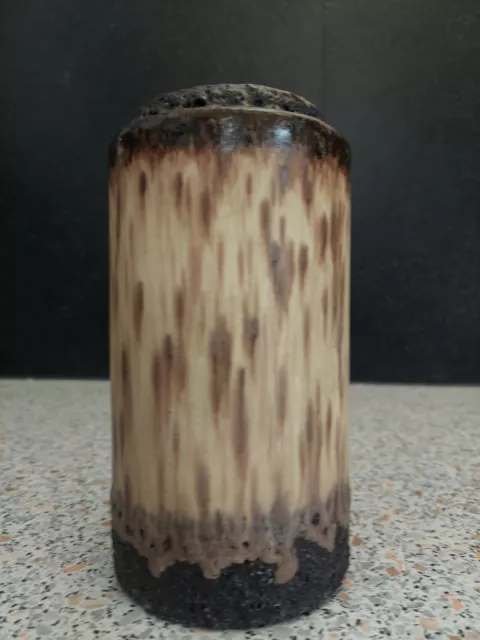 Scheurich ???-18  Keramik Vase beige schwarz Fat Lava design 60/70er