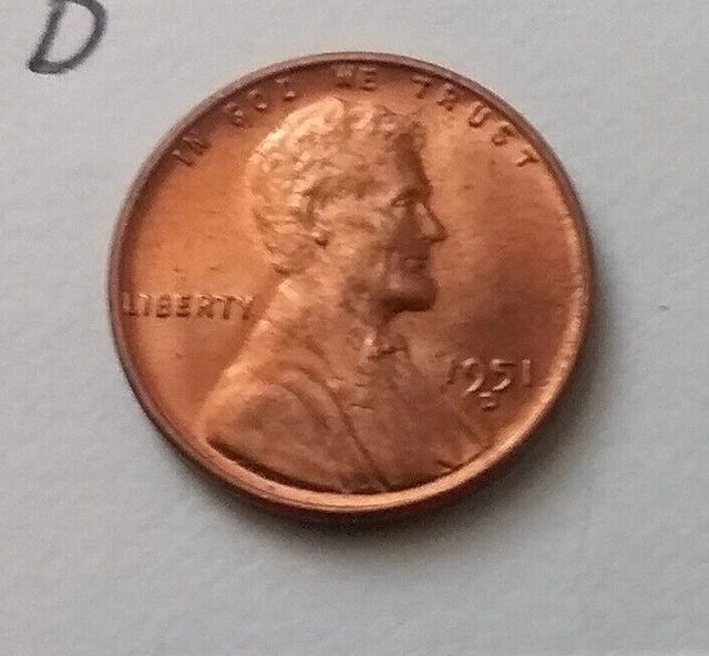 1951 D Lincoln Wheat Cent Gem Bu Uncirculated Penny No Spots