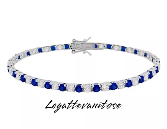 Bracciale tennis in argento 925 da uomo donna con zirconi blu bianco alternato