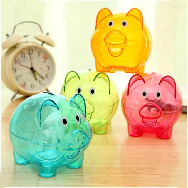 Clear Pig Piggy Bank Coin Openable Money Save Boxs Toy Kids Gift Cash Box AU