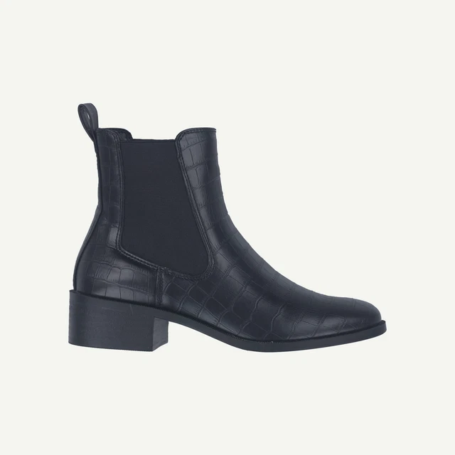 Dune risky black clearance leather buckle ankle boot