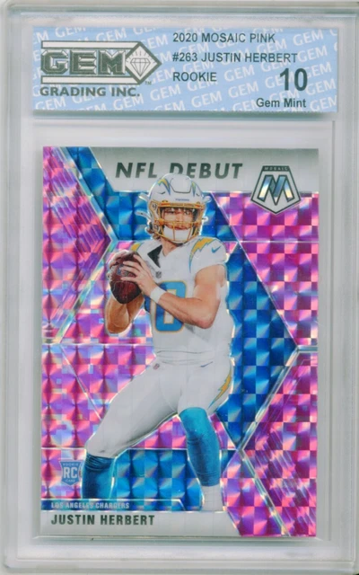 Justin Herbert ROOKIE 2020 Panini Mosaic  Camo Pink #263  Gem Mint 10