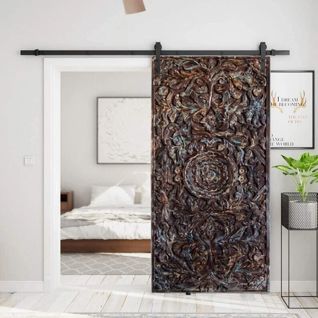 Shabby Chic Carved Doors, Floral Carved Door, Indo French Door Design, Headboard