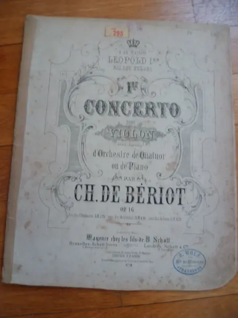 1er Concerto op.16 pour violon par Ch. De Bériot Edition Schott