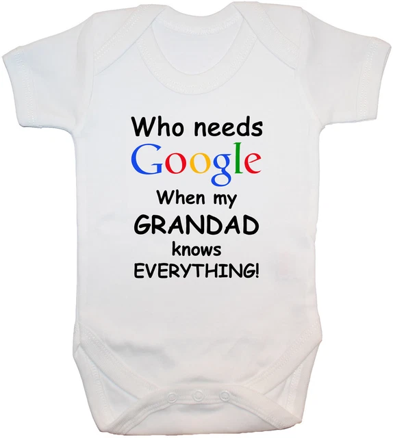 Gilet Who Needs Google Grandad Babygrow Culto Rompente Nuovo con scatola-24 metri regalo divertente