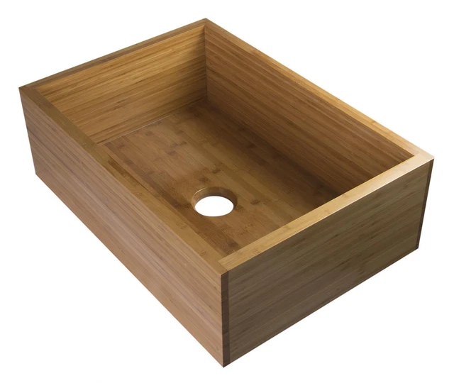 ALFI brand Single Bowl Bamboo Kitchen Farm Sink With Natural Wood AB3021