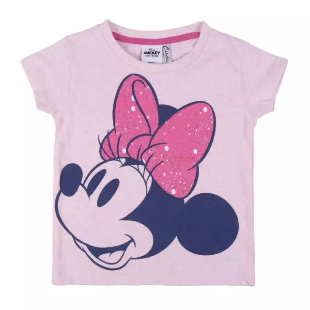 Disney Minnie Mouse Tshirt Maglietta Estate 2021 Bambina Bimba Rosa Glitter
