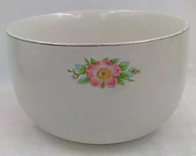 Halls Primrose Mixing Bowl Serving White Pink Green Floral 658 Vintage USA 7"