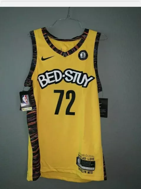 NIKE NBA BROOKLYN Nets Biggie Jersey Amarillo Stitched Swingman CU0193-728  L $89.99 - PicClick