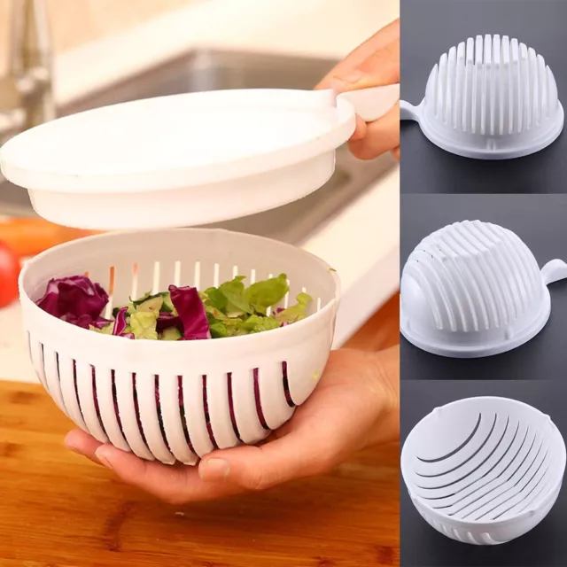 Salad Cutter Bowl - Accessorio per il taglio dell'insalata con vassoio Bianco