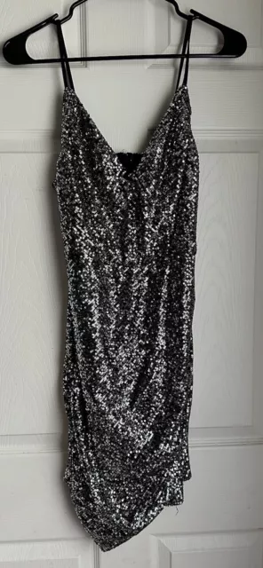 Crystal Sky Womens Sz S Sequence Black&Silver Party Dress New Year Holiday Club