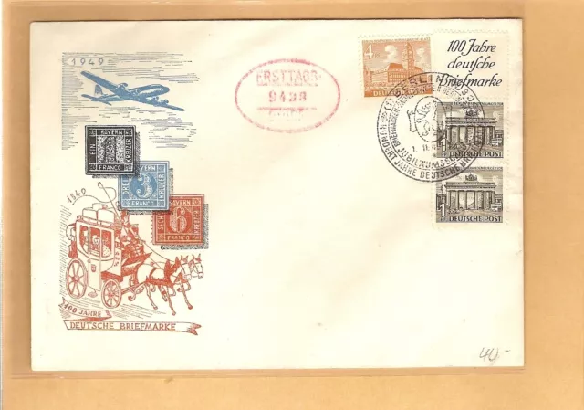 Berlin / Mi.-Nr. S1 + / R1d + 1 + 1 senkr. + 4 Pf. Marke (Zahnfehler) auf FDC