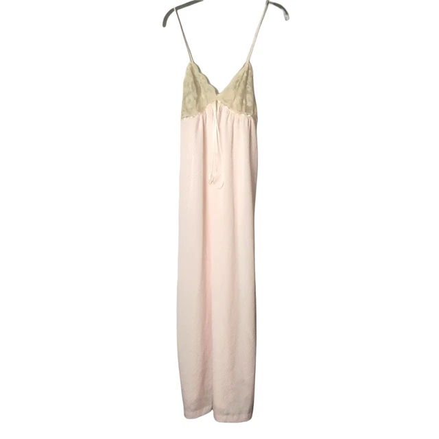 Vintage Bert Yelin for Iris Slip Dress Pale Pink Maxi Lace Union Made USA