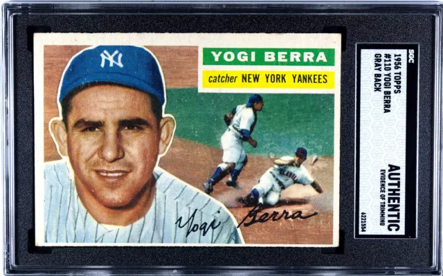 1956 Topps #110 Yogi Berra Gray Back Sgc Authentic 6221554