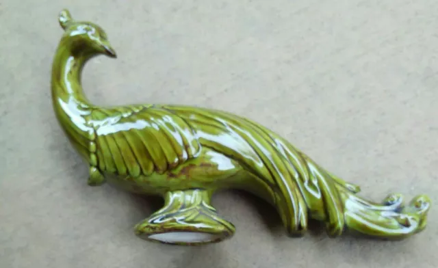 Vintage Ceramic Peacock Green Glazed 12" x 8"Great Condition!!