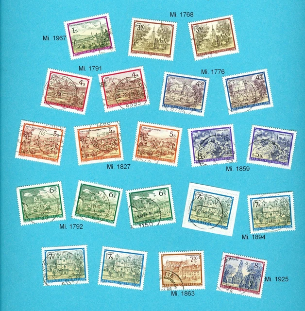 Republik Österreich 1984-89, Klöster, Lot Briefmarken 21 pcs.