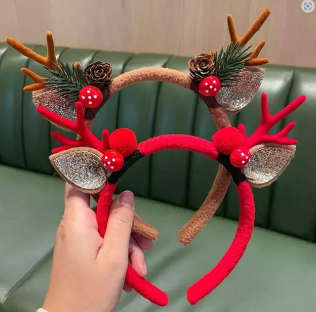 Women Girl Christmas Party Reindeer Deer Antlers Ear Headband Hairband Hair Band