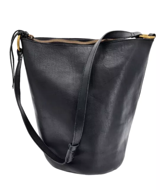 Madewell Black Leather Lisbon O-Ring Saddle Bucket Bag Shoulder Purse Handbag