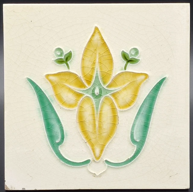 Art Nouveau Fireplace Majolica Tile By Corn Brothers 1905