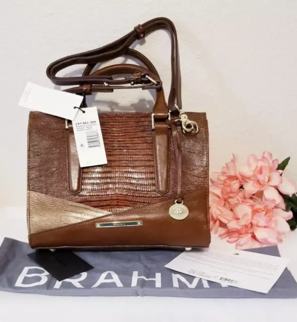 NWT BRAHMIN ANYWHERE CONVERTIBLE CARAMEL Genuine LEATHER SHOULDER CROSSBODY BAG