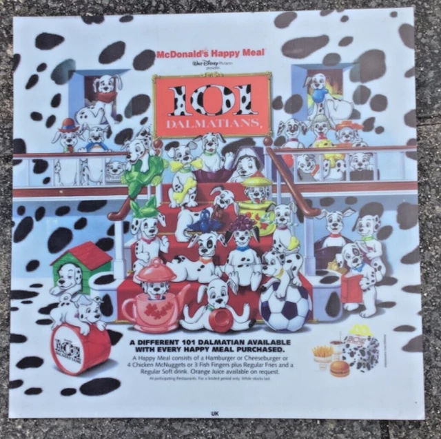 MCDONALDS 101 DALMATIAN’S Happy Meal Orig Translite Advertising Sign ...