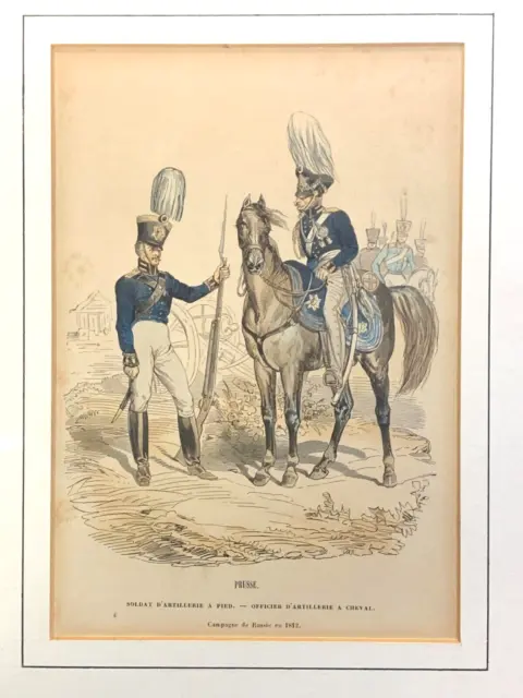 René Louis DEMORAINE - Stahlstich koloriert - Preußische Artillerie Uniform 1812 2