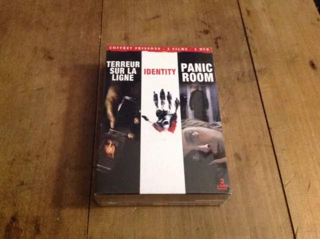 Terreur sur la ligne / Panic room / Identity - Coffret 3 DVD -neuf Sous Cello.