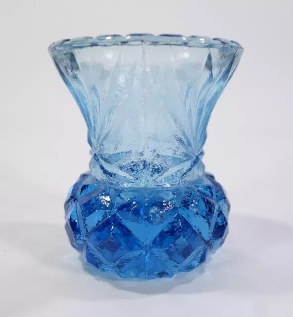 Art Deco Depression Glass Thistle Vase Blue