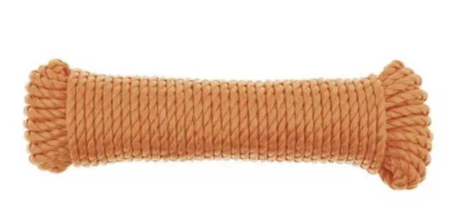 Corde en polypropyléne résistante 20m x 6 mm étanche et résistance Orange