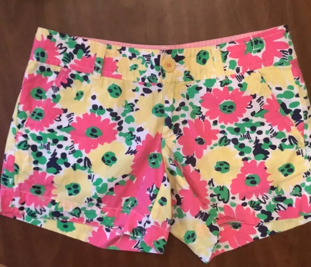 Lilly Pulitzer Shorts Size 2 Doodle Bug Floral Pink Yellow Green Black