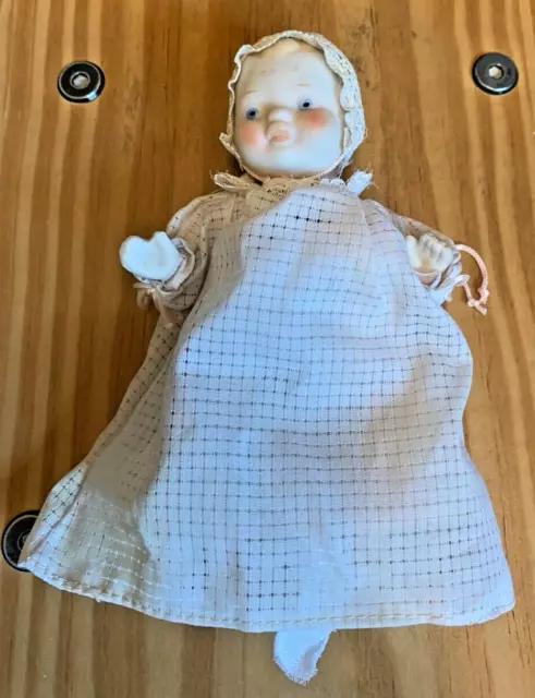 Vintage Shackman Bisque Porcelain Baby Doll Original Clothes Jointed 6"