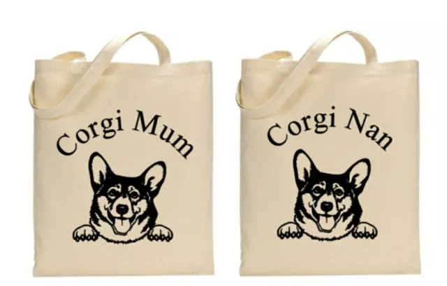 Corgi dog breed cotton shopping/shoulder/tote bag Gift, Present