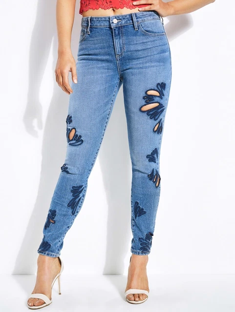 Guess da Donna Medio Rise Skinny Jeans Zuma Lavare Misura 24