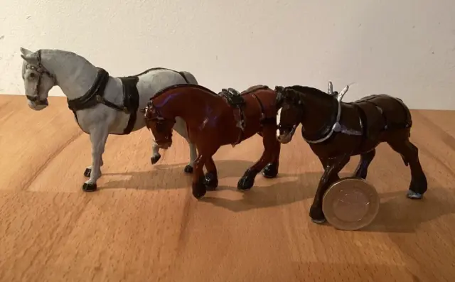 Vintage Lead Shire Horses x 2 and Grey Horse x 1