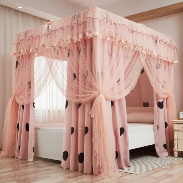 MOSQUITO NET BED Canopy Romantic Four-door Bed Net Anti-mosquito Dust Proof  Home $95.62 - PicClick