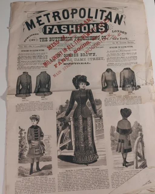 Metropolitan Fashions Butterick Publishing Women's Clothing 1882