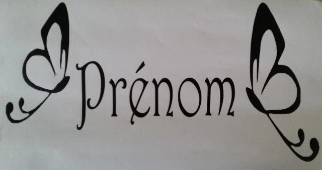 Sticker Mural Personnalisé Papillon + Prénom - 50 Cm - Déco Enfant, Chambre, Salon - Création Française