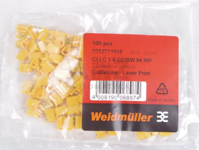 WEIDMULLER CLI C 1-6 GE/SW 94 MP CableLine, Conductor and cable markers ! NEW !