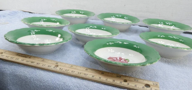 8 SYRACUSE CHINA Rose Fruit Vegetable Bowls Possibly Great Northern Railroad ! 2