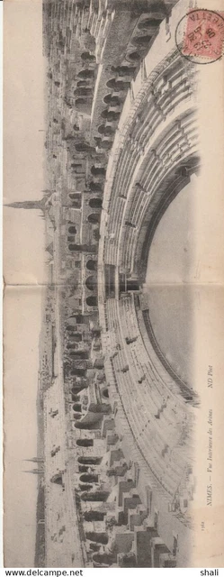 Nîmes - Les Arènes, vue extérieure, côté sud-est - Carte postale ancienne et vue d'Hier et