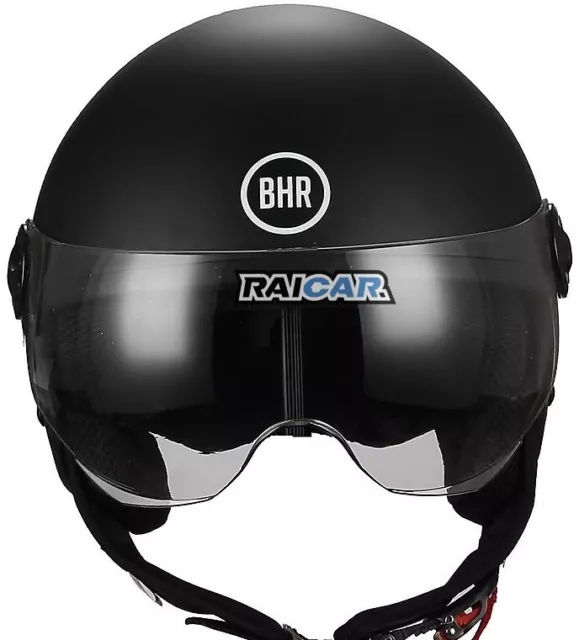 BHR Casco Demi-Jet 801 Nero opaco Scooter Omologato visiera bombata TG M L XL