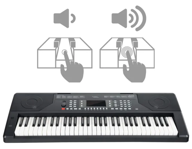 Synthétiseur Clavier Piano Numerique 61 Touches Dynamique 300 Voix MIDI USB Noir