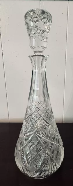 Antique Brilliant Cut Crystal Decanter Elegant Glass Barware