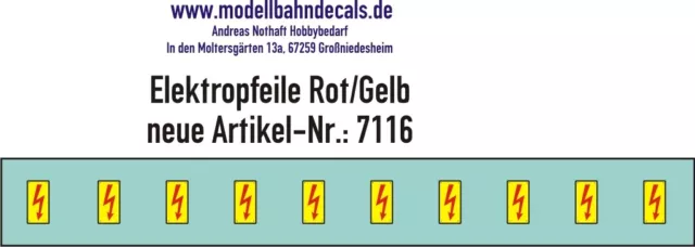 10 TT-Elektropfeile 1,2 x 0,6 mm - rot auf gelbem Schild 120-7116