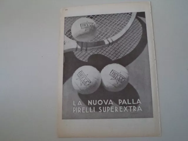 advertising Pubblicità 1937 PALLE DA TENNIS PIRELLI SUPEREXTRA