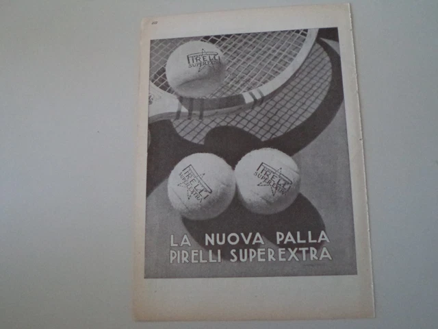 advertising Pubblicità 1937 PALLE DA TENNIS PIRELLI SUPEREXTRA