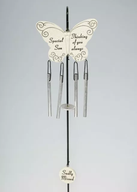 Special son butterfly  Graveside Memorial Wind Chime with stake