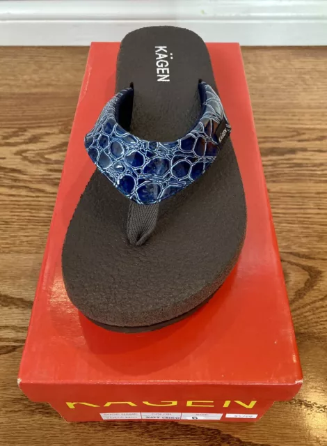 KAGEN YOGA MAT Blue Croco Flip Flops Size 11 Brand New 22.95