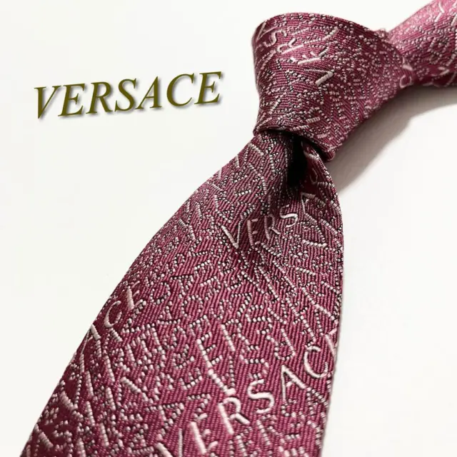 Versace Necktie Narrow Tie necktie Logogram Letter Pattern Made in Italy Used