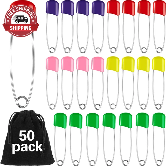 50 Pieces Diaper Pins Baby Safety Pins 2.2 Inch Plastic Head Cloth Diaper Pins w